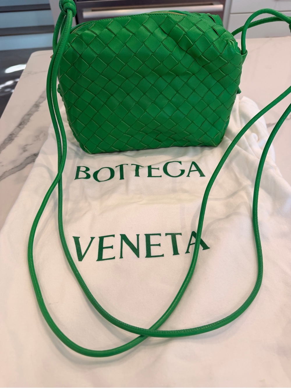 Bottega Veneta Bright Green Intrecciato Crossbody Pouch